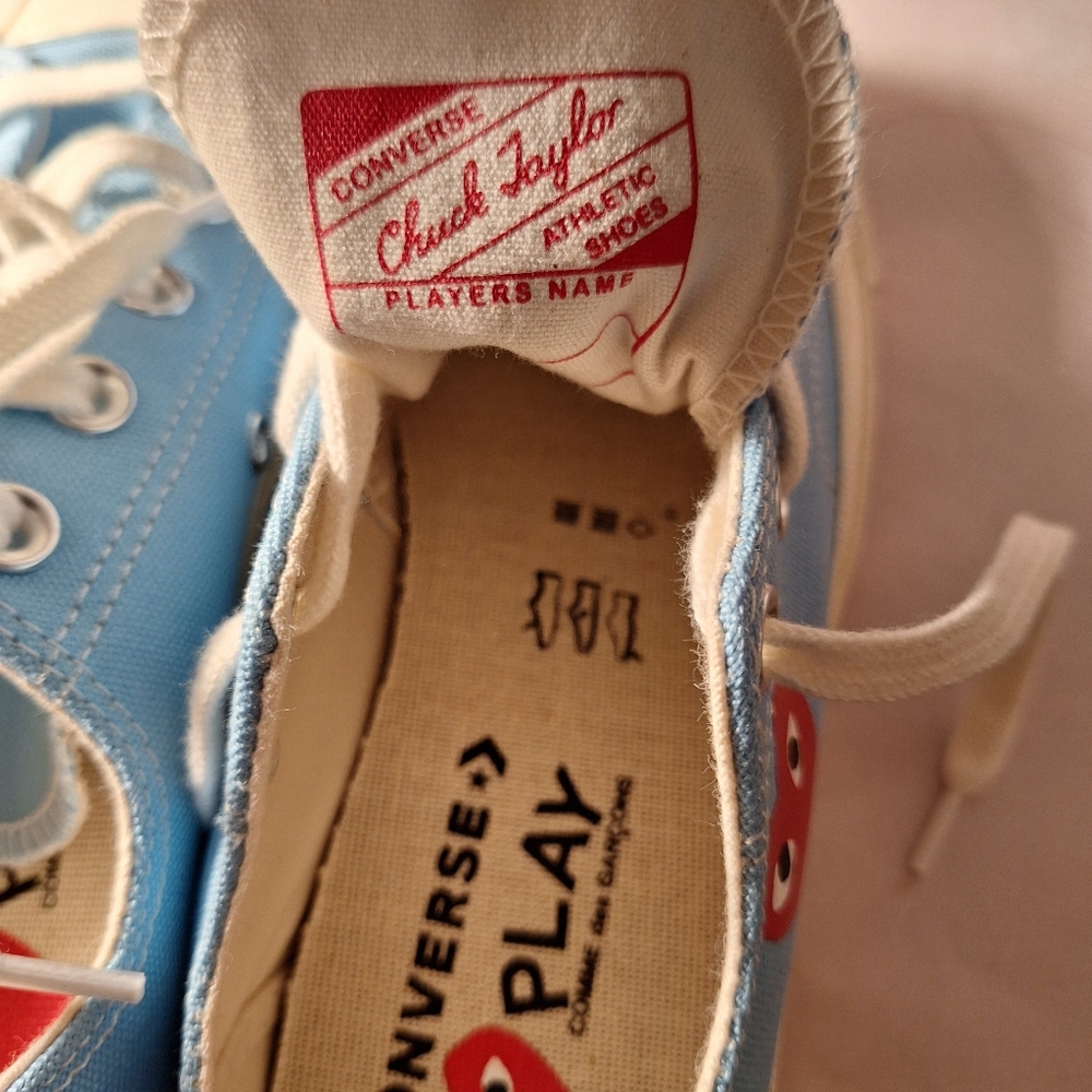 Converse PLAY Commes De Garcons Colab Blue Sneakers Men's 3 Women's 5 Low BLUE - Picture 7 of 8